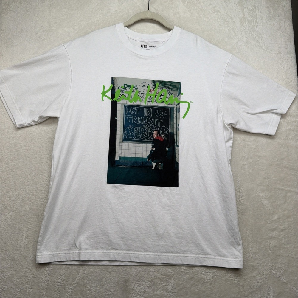 Uniqlo x Keith Haring‎ T Shirt Men's XL Art In Transit Graphic White Tee